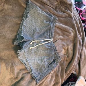 blue and white striped aerie soft shorts